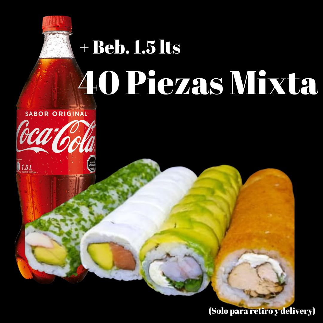 Promo 40 Piezas Mixtas + Beb 1.5Lts